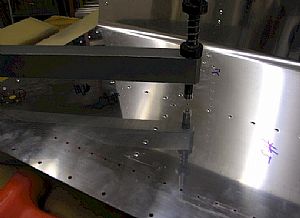 Started dimpling the tank skin with the special tank dimple dies