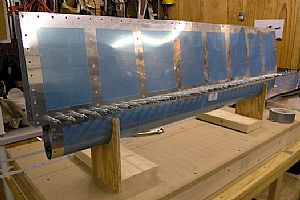 Ready to rivet the skins to the spar