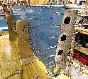 Finished clecoing in the ribs and spars