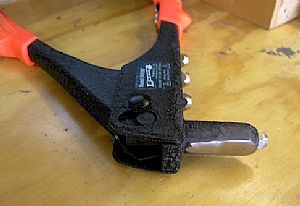 Prepared the pop-rivet gun for attaching the Z brackets