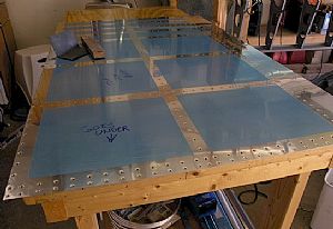 Finished dimpling and sanding the inboard top skin