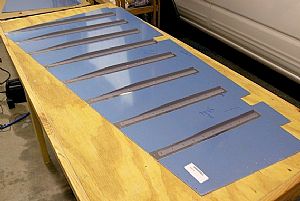 Riveted on the stiffeners to the right rudder skin
