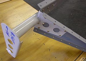 Riveted the WD-605 control horn to the elevator spar assembly