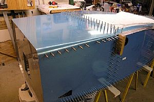 Clecoed on the F-972 Forward Bottom Skin 