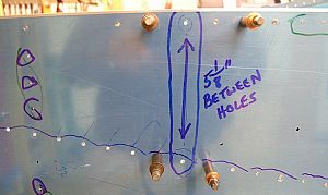Here's the measurement between the holes in the skin