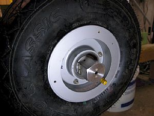 Here's the tire mounted with the cotter key installed