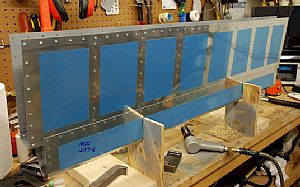 Finished riveting the bottom of the leading edge to the spar