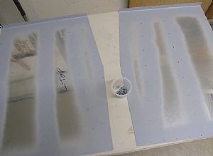 Deburred, sanded the edges and primed the F-747 baggage floors